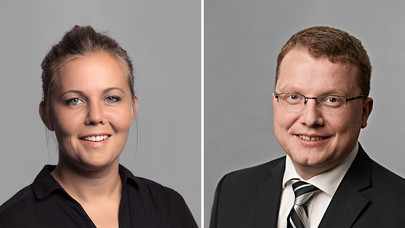 Programmverantwortliche des Erasmus Mundus Jelena Bäumler und der stellvertretende Programmverantwortliche Jörg Philipp Terhechte. 