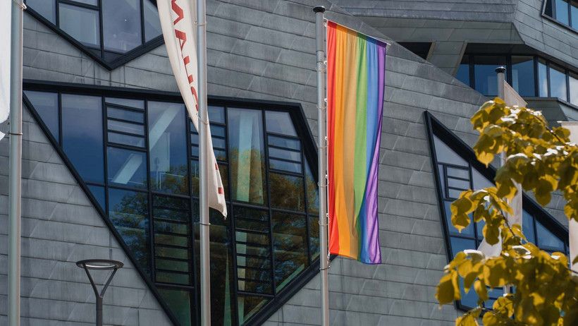 Beim Diversity-Tag 2021 wurde an der Leuphana die Regenbogenflagge gehisst.