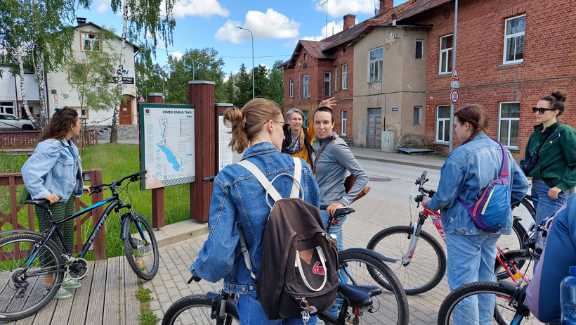 Students on a bike trip through Valmiera, Latvia