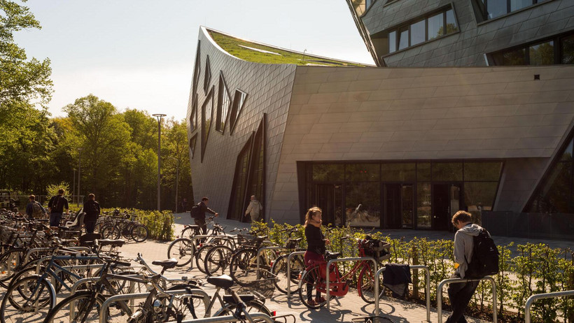 Bikes in front of the central building