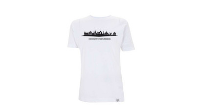 Weißes Herren T-Shirt mit Skyline Lüneburgs