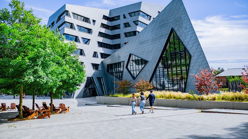 view of the central building in summer