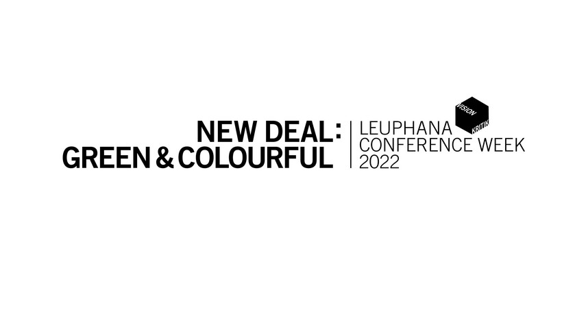 Das Logo der Konferenzwoche auf weißem Hintergrund: New Deal Green & Colourful