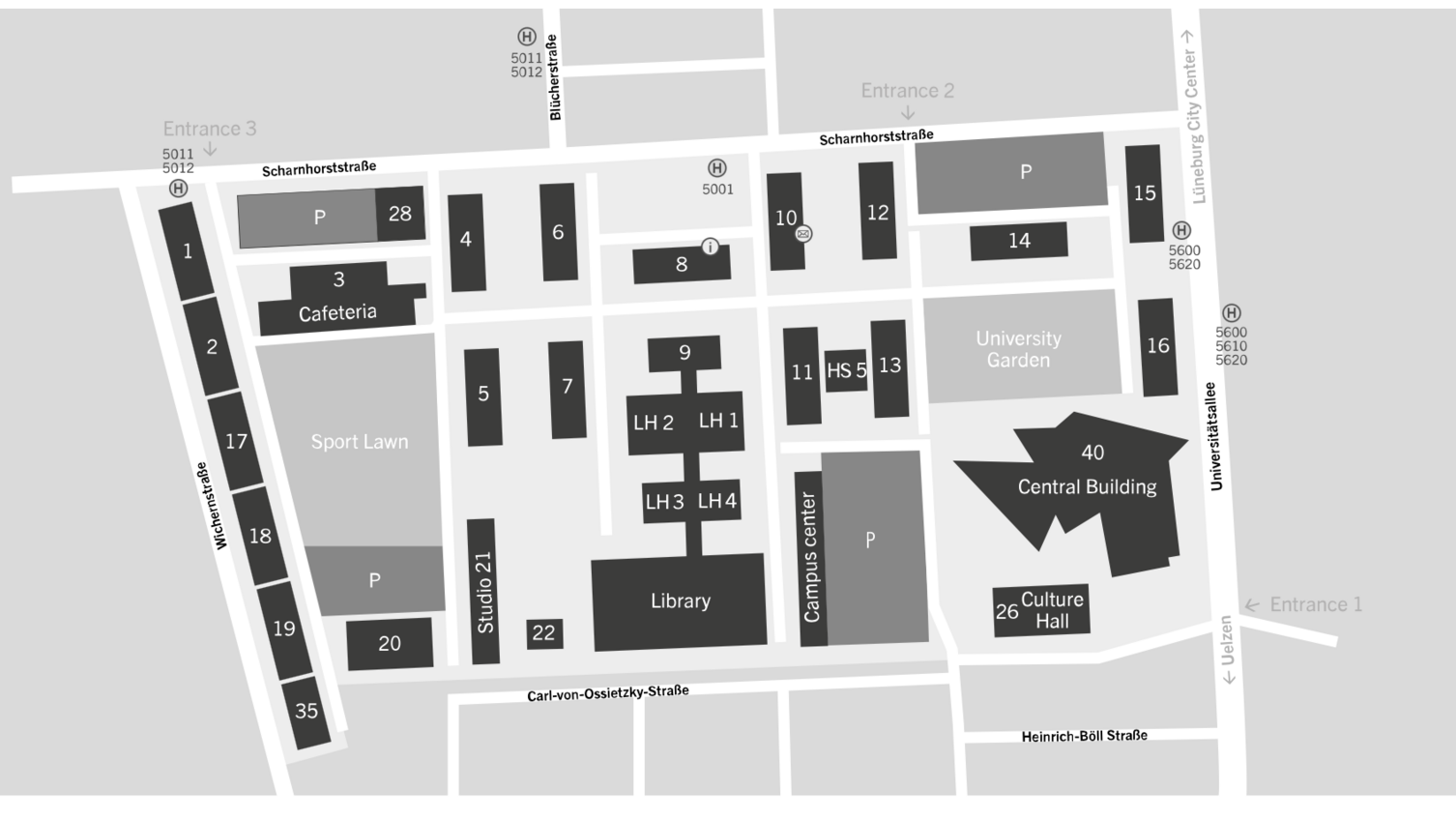Location map central campus Leuphana University