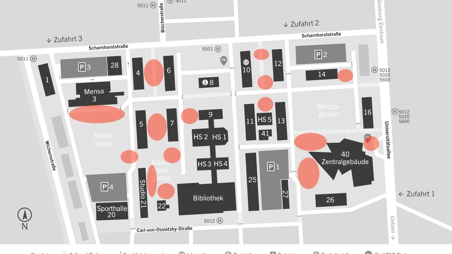 Campusplan mit WLAN-Spots