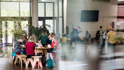 Bewegungseffekt und Spiegelung im Leuphana Foyer