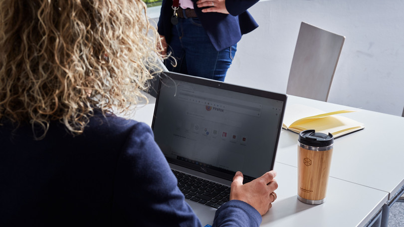 Look over the shoulder of a student