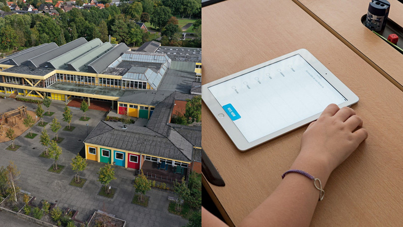 Die Schule am Dobrock ist wegen des Lockdowns zurzeit geschlossen. Den Schüler:innen ist es währenddessen möglich mit ihren Tablets an Videokonferenzen teilzunehmen.