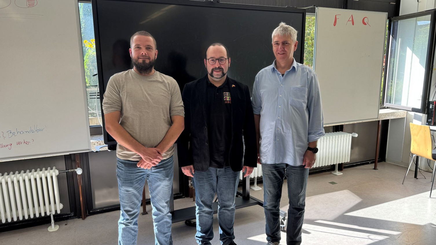 Die Lehrkräfte Martin Wolter, John Dauert und Gerd Krohn