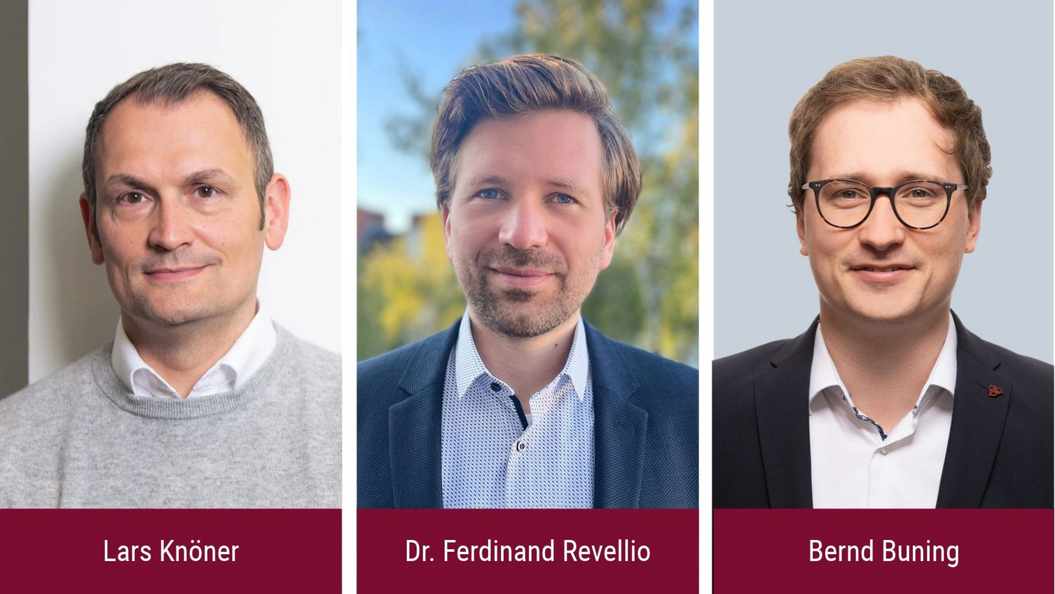Portraits von Lars Knöner, Dr. Ferdinand Revellio & Bernd Buning